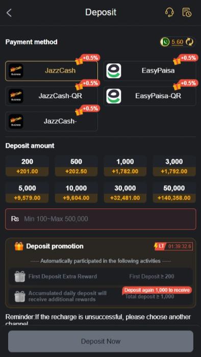 cb777 Game deposit funds interface