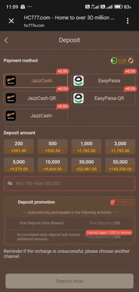 HC777 Game Deposit Guide