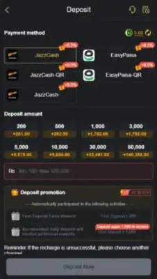 CB777 Game Deposit page
